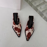 Purpdrank - 2023 New Arrivals Pointed Toe Women Slippers Shallow Low Heeled Snake Printed Summer Sandals Slides Mules Shoes Plus Size 35-41