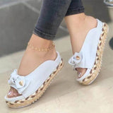 Purpdrank - Women Sandals Casual Wedges Heels Slippers For Summer Shoes Women Peep Toe Straw Heels Sandalias Mujer Sweet Platform Sandals