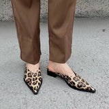 Purpdrank - 2023 New Arrivals Pointed Toe Women Slippers Shallow Low Heeled Snake Printed Summer Sandals Slides Mules Shoes Plus Size 35-41