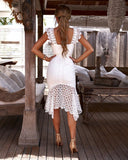 Purpdrank - Summer Women White Lace Party Dress Spaghetti Strap Elegant Lady Sleeveless Backless Sexy Bodycon Long Dress
