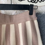 Purpdrank - Women's Knit Skirt Striped Color Blocked Autumn High Waist elastic A-line Big Swing Skirts Japan Harajuku Female Falda