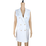 Purpdrank - Autumn New Women Blazer White Suit Formal Vest Double Breasted Thin Jacket Female Temperament Commuter Vest Blazer Jacket