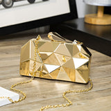 Purpdrank - Gold Acrylic Box Geometric Evening Bag Clutch bags Elegent Chain Women Handbag For Party Shoulder Bag For Wedding/Dating/Party