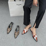 Purpdrank - 2023 New Arrivals Pointed Toe Women Slippers Shallow Low Heeled Snake Printed Summer Sandals Slides Mules Shoes Plus Size 35-41