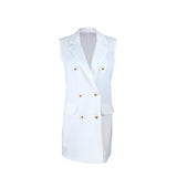 Purpdrank - Autumn New Women Blazer White Suit Formal Vest Double Breasted Thin Jacket Female Temperament Commuter Vest Blazer Jacket