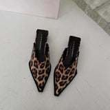 Purpdrank - 2023 New Arrivals Pointed Toe Women Slippers Shallow Low Heeled Snake Printed Summer Sandals Slides Mules Shoes Plus Size 35-41