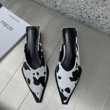 Purpdrank - 2023 New Arrivals Pointed Toe Women Slippers Shallow Low Heeled Snake Printed Summer Sandals Slides Mules Shoes Plus Size 35-41