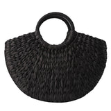 Purpdrank - Women Handbag Rattan Wicker Straw Woven Half-round Bag Large Capacity Female Casual Travel Tote Fashion Bolsos