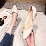 Purpdrank - Autumn Women Flats Pearl Heeled Slip on Shoes Woman Ballet Flats Pointed Toe Dress Shoes Faux Suede Ladies