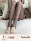 Purpdrank - 1/2pcs Translucent Wool Pants Sock Winter Stocking Fake Pantyhose Women's Thermal Pants Fleece Lined Warm Legging Tights