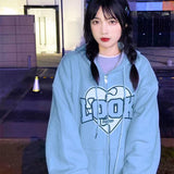 Purpdrank - Fashion Letter Print Hoodie Y2k Loose Sport Tops Full Zip Retro Harajuku Coats Women Spring Autumn Oversized Korean Sweatshirt