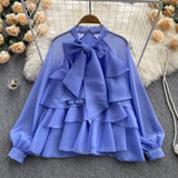 Purpdrank - 2023 spring fashion French Spring Summer New Style Ruffles Edge Gentle Sweet Style Long-sleeved Chic Fairy Blouse Top Women Blusas Mujer