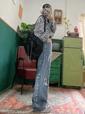 Purpdrank - Cool Women Denim Vintage Girl Fashion Harajuku Baggy Pants Harajuku Funny Ins Trousers Femme Summer Straight Jeans Streetwear