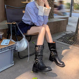Purpdrank - Winter Cowboy Boots for Women Fashion Slip On Ladies Casual Short Boots Thick Bottom Mordern Botas