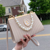 Purpdrank - Wedding evening bag with pearls elegant bags for women banquet fashion handbags for women luxury designer lady crossbody bags