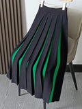 Purpdrank - Women Autumn Winter Skirt New Thick Knitting Color Temperament Tender Matching Big Hem Fashion Pleated Skirt