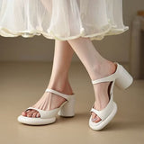 Purpdrank - Women Shoes Summer 2023 New Open-Toed Slippers For Lady High Heel Handmade Elegant Slipper Beige