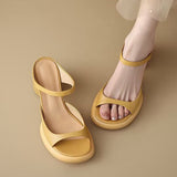 Purpdrank - Women Shoes Summer 2023 New Open-Toed Slippers For Lady High Heel Handmade Elegant Slipper Beige