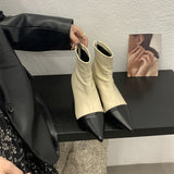 Purpdrank - Autumn Women Ankle Boots Fashion Pointed Toe Mix Colors Ladies Elegant Short Boot Thin High Heel Chelsea Botas