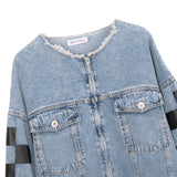 Purpdrank - Plaid Print Zipper Denim Jacket 2023 Summer New Ladies Loose Jean Jacket Hip Hop Trend Streetwear Ladies Tops Denim Jacket Coat