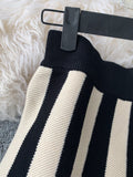 Purpdrank - Women's Knit Skirt Striped Color Blocked Autumn High Waist elastic A-line Big Swing Skirts Japan Harajuku Female Falda