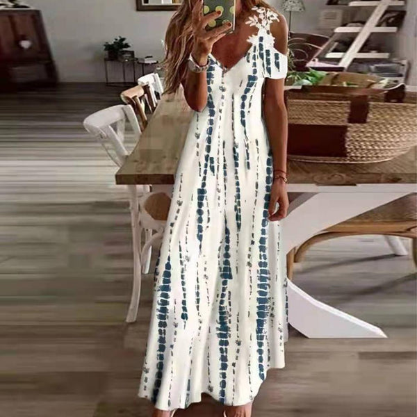 Purpdrank - Summer Boho Long Dresses Women Sexy V Neck Hollow Out Shor ...