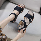 Purpdrank - Fashion Women Summer Hook Loop Casual Open Toe Wedges Soft Bottom Breathable Shoes Sandals Sparkly Sandals for Women Size 11