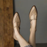 Purpdrank - 2023 Design Women Flats Pointed Toe Buckle Straps Elegant Female Shoes Soft Comfortable Solid