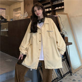 Purpdrank - Fashion Corduroy Jacket Women&#39;s Shirt Spring and Autumn New Korean Simple Single Breasted Long Sleeve Lapel Solid High Quality