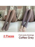 Purpdrank - 1/2pcs Translucent Wool Pants Sock Winter Stocking Fake Pantyhose Women's Thermal Pants Fleece Lined Warm Legging Tights