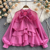 Purpdrank - 2023 spring fashion French Spring Summer New Style Ruffles Edge Gentle Sweet Style Long-sleeved Chic Fairy Blouse Top Women Blusas Mujer