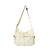 Purpdrank - Large Capacity Canvas Shoulder Bags Solid Soft Denim Leisure Or Travel Bag for Women Fashion  Fatchels Winter Package