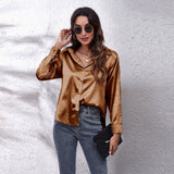 Purpdrank - Satin Blouse Shirt Silk Tops Elegant Long Sleeve Loose Womens Blouses Camisas De Mujer Spring Autumn Streetwear Women Clothes