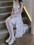 Purpdrank - White Kawaii Fairy Slip Dress Women Korean Style Design Sweet Slim Asymmetrical Dresses Party Vintage Summer Kpop