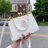 Purpdrank - Wedding evening bag with pearls elegant bags for women banquet fashion handbags for women luxury designer lady crossbody bags