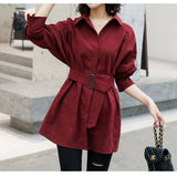 Purpdrank - Fashion Corduroy Jacket Women&#39;s Shirt Spring and Autumn New Korean Simple Single Breasted Long Sleeve Lapel Solid High Quality