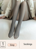 Purpdrank - 1/2pcs Translucent Wool Pants Sock Winter Stocking Fake Pantyhose Women's Thermal Pants Fleece Lined Warm Legging Tights