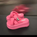 Purpdrank - Shoes Woman 2023 Female Slippers Luxury Slides Platform Med New Soft Flat Designer Summer PU Rubber Casual Fashion Cross-tied