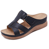 Purpdrank - Summer Ladies Sandals Wedges Casual Shoes Open Toe Slip On Female Slippers Solid Buckle Beach Slides Sandals Shoe for Women