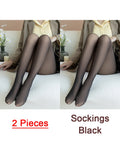 Purpdrank - 1/2pcs Translucent Wool Pants Sock Winter Stocking Fake Pantyhose Women's Thermal Pants Fleece Lined Warm Legging Tights