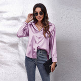 Purpdrank - Satin Blouse Shirt Silk Tops Elegant Long Sleeve Loose Womens Blouses Camisas De Mujer Spring Autumn Streetwear Women Clothes