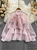 Purpdrank - 2023 spring fashion French Spring Summer New Style Ruffles Edge Gentle Sweet Style Long-sleeved Chic Fairy Blouse Top Women Blusas Mujer