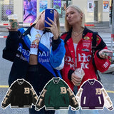 Purpdrank - Women's Fashion Casual Jacket Baseball Coats Men Patchwork Hip Hop Oversize Casual Winter Bomber Jacket