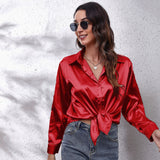 Purpdrank - Satin Blouse Shirt Silk Tops Elegant Long Sleeve Loose Womens Blouses Camisas De Mujer Spring Autumn Streetwear Women Clothes