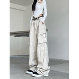 Purpdrank - Techwear Harajuku Beige Cargo Jeans Women Retro Streetwear Oversize Black Wide Leg Denim Pants Female Y2K Hippie Trouser