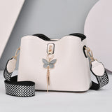 Purpdrank - 2023 Women White Handbag New Designer Butterfly Tassel PU Leather Messenger Bags Ladies Crossbody Female Tote Shoulder Bag