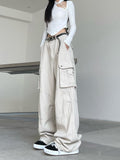 Purpdrank - Techwear Harajuku Beige Cargo Jeans Women Retro Streetwear Oversize Black Wide Leg Denim Pants Female Y2K Hippie Trouser