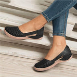 Purpdrank - Women's Sandals Wedge Sandals Comfort Shoes Plus Size Outdoor Work Daily Summer Hollow Out Flat Heel Round Toe Classic Casual Minimalism Walking Shoes Faux Leather Loafer Solid Color Solid Colored