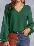 Purpdrank - V-Neck Paneled Casual Long-Sleeve Blouse