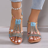 Purpdrank - Silver Casual Patchwork Rhinestone Fish Mouth Out Door Wedges Shoes (Heel Height 1.57in)